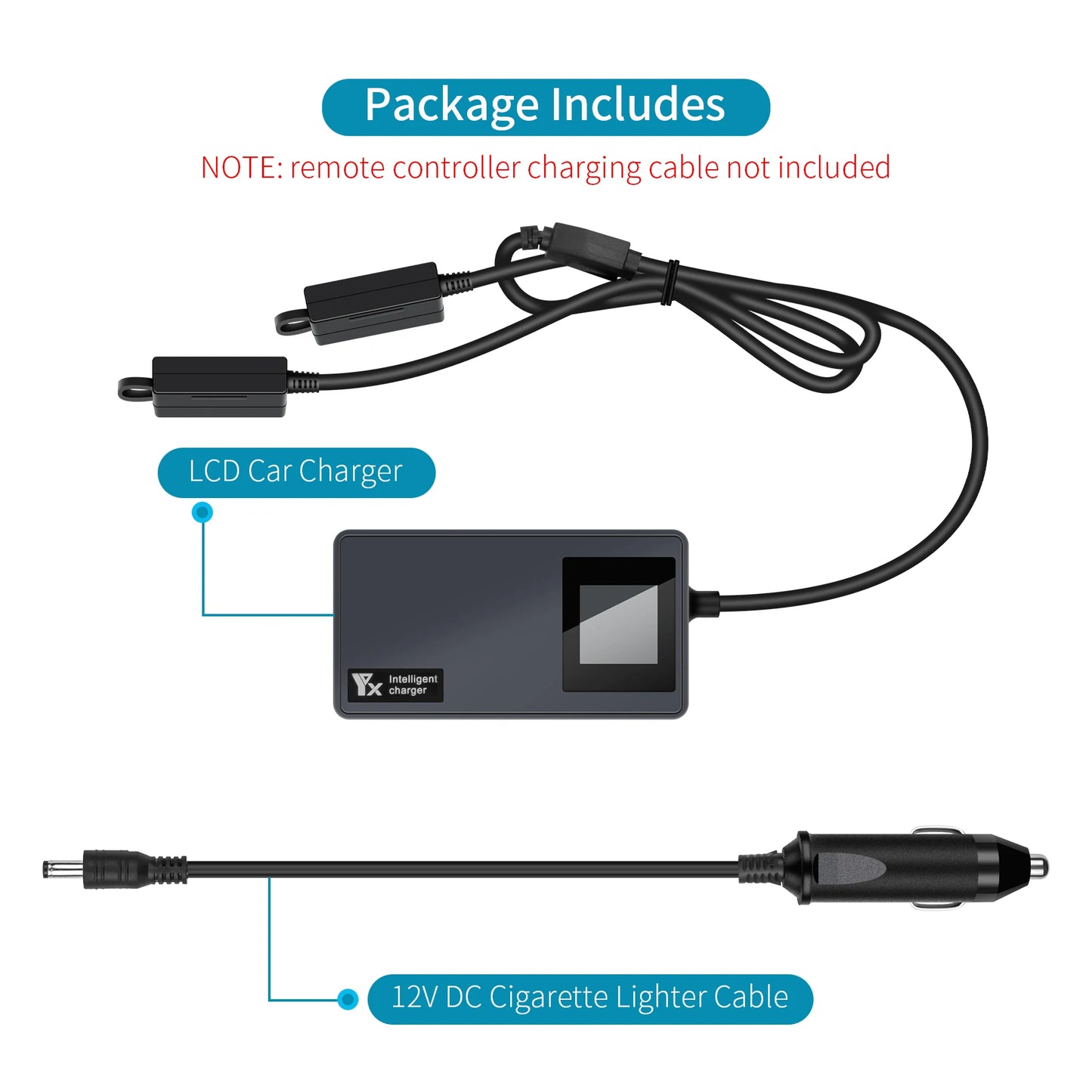 Cargador de coche con pantalla digital para DJI AIR 3/3S, control remoto de batería, cargador de vehículo, concentrador de carga inteligente portátil