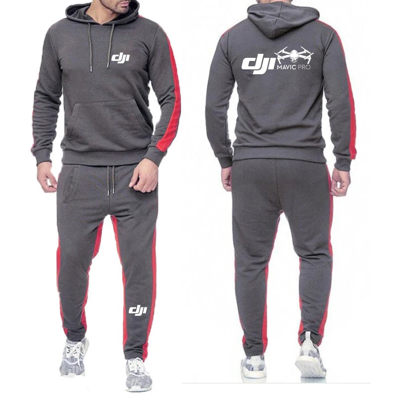 DJI Professional Pilot Drone - Conjunto de sudadera con capucha para hombre, color liso, marca de moda, pantalón deportivo informal, traje de sudadera, 2024