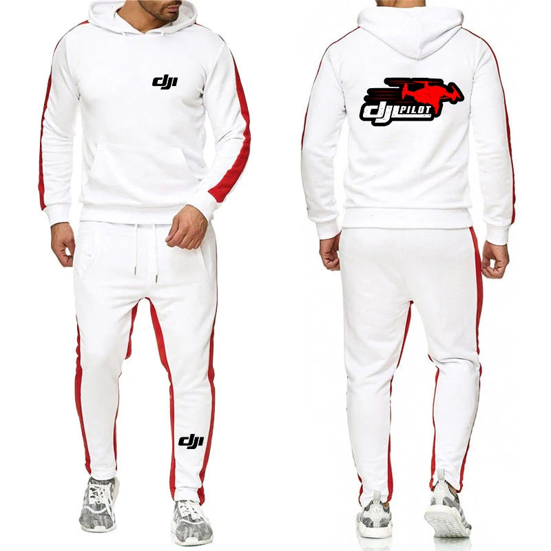 DJI Professional Pilot Drone - Conjunto de sudadera con capucha para hombre, color liso, marca de moda, pantalón deportivo informal, traje de sudadera, 2024