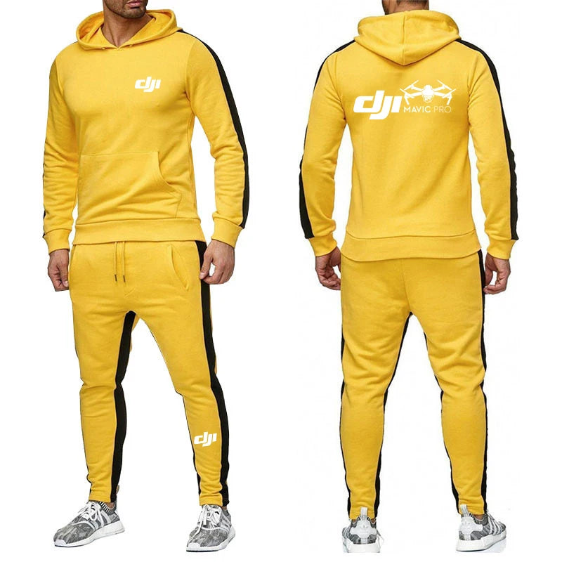 DJI Professional Pilot Drone - Conjunto de sudadera con capucha para hombre, color liso, marca de moda, pantalón deportivo informal, traje de sudadera, 2024
