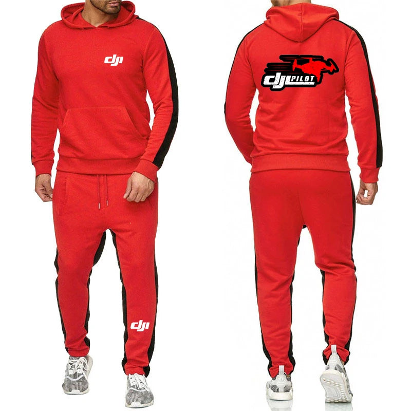 DJI Professional Pilot Drone - Conjunto de sudadera con capucha para hombre, color liso, marca de moda, pantalón deportivo informal, traje de sudadera, 2024