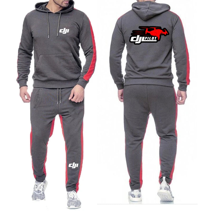 DJI Professional Pilot Drone - Conjunto de sudadera con capucha para hombre, color liso, marca de moda, pantalón deportivo informal, traje de sudadera, 2024