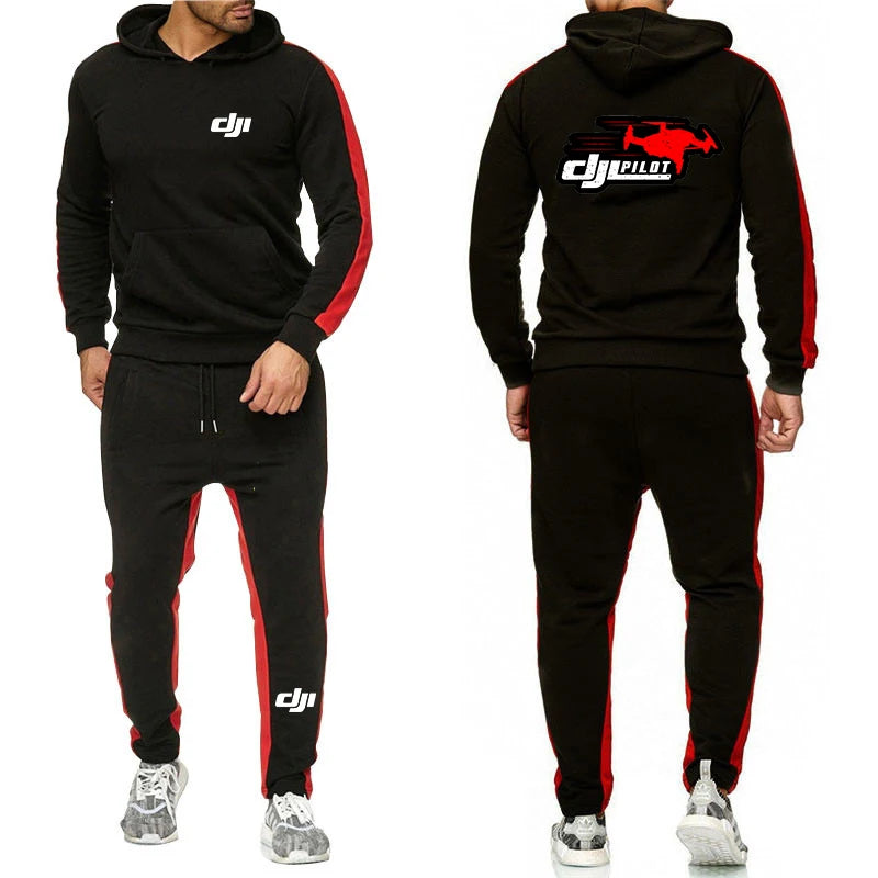 DJI Professional Pilot Drone - Conjunto de sudadera con capucha para hombre, color liso, marca de moda, pantalón deportivo informal, traje de sudadera, 2024