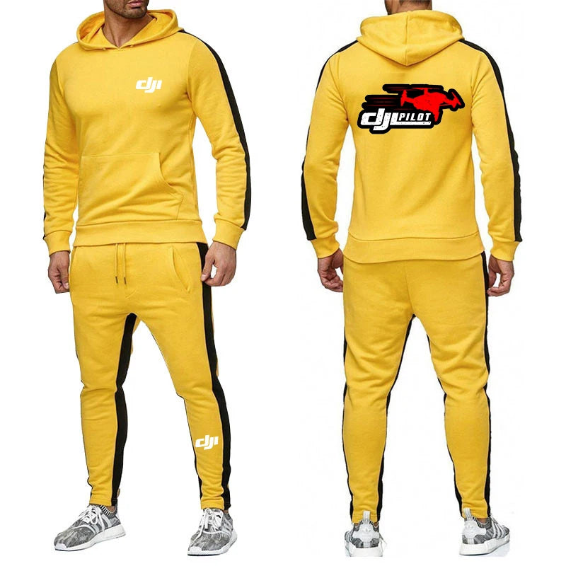 DJI Professional Pilot Drone - Conjunto de sudadera con capucha para hombre, color liso, marca de moda, pantalón deportivo informal, traje de sudadera, 2024